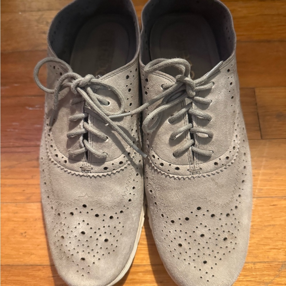 Cole Haan Women's Suede Gray Lace-Up Wingtip